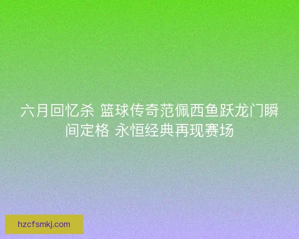 六月回忆杀 篮球传奇范佩西鱼跃龙门瞬间定格 永恒经典再现赛场